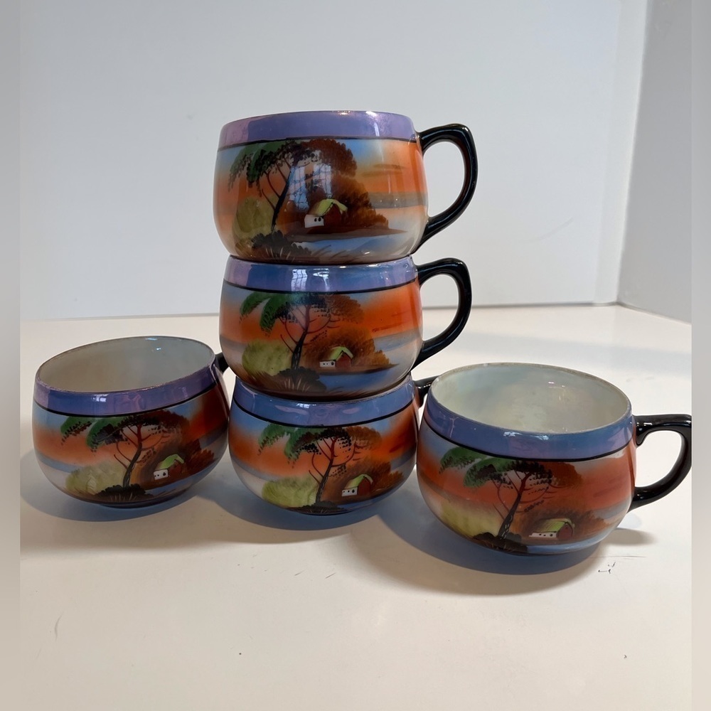 Japan Lusterware Vintage Cups. Set of 5